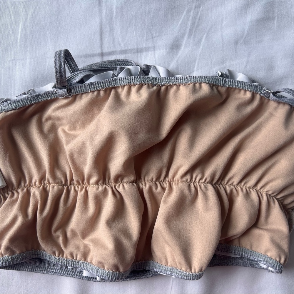 Kortni Jeane Heather Grey Oversized Ruffle Swim Top - Picture 3 of 3